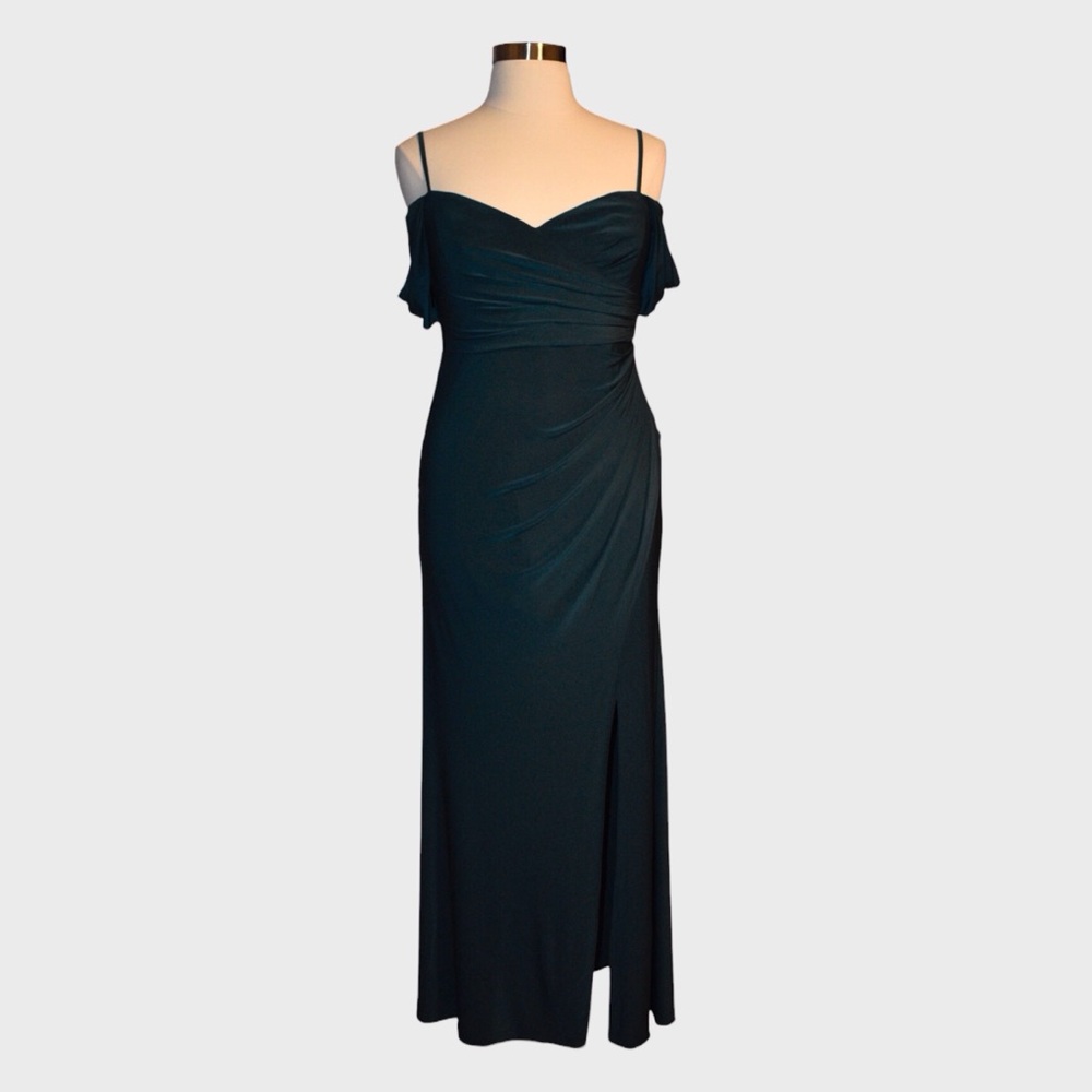 NWT Azazie McKenzie Off Shoulder Slit Floor Length Formal Dres
